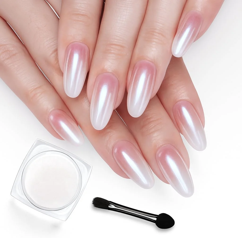 پودر کروم سفید لاک ژل برای ناخن های ژلی، پودر ناخن مرواریدی با اثر آینه ای، اکلیل ناخن برای طراحی ناخن و هنر ناخن، پیگمنت هولوگرافیک، هدیه 1 گرمی برای دختران، ترند ناخن سال 2023، مناسب برای استفاده در سالن های آرایشی و طراحی ناخن