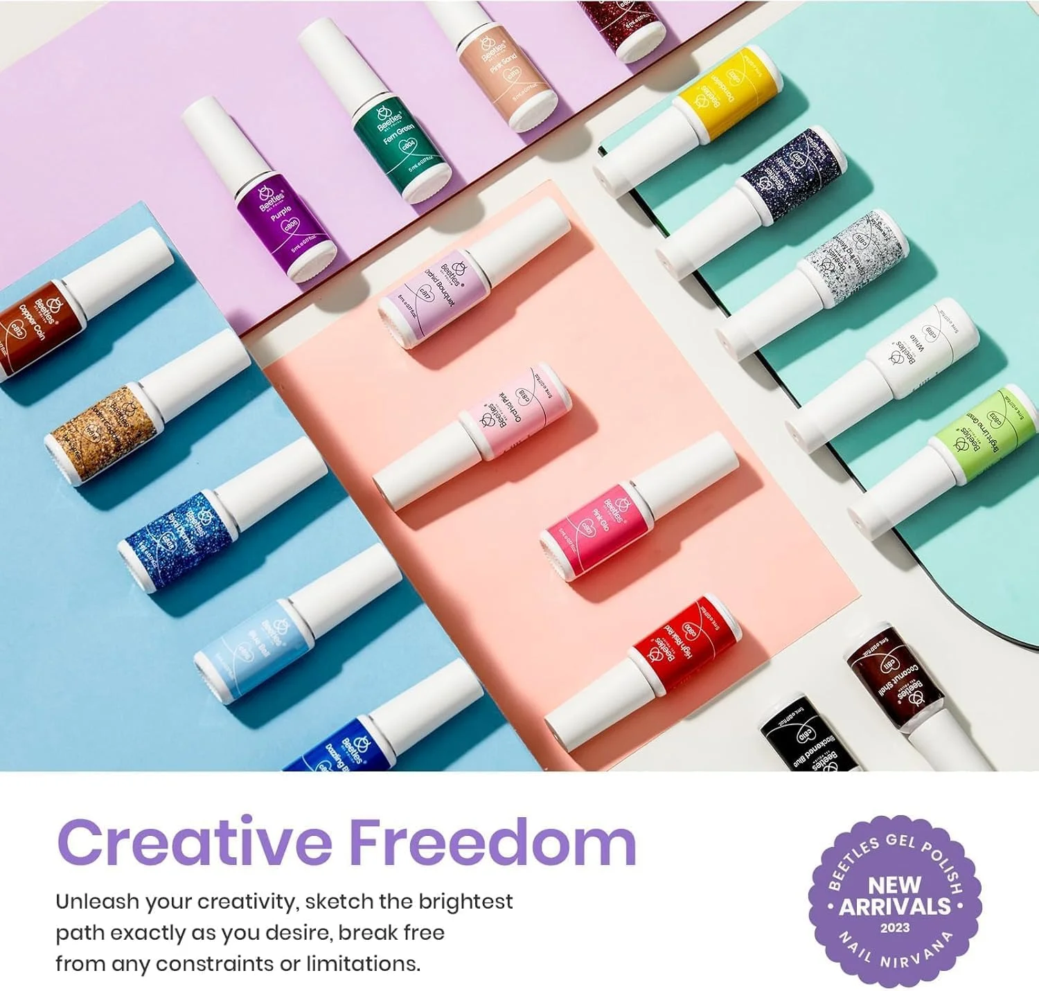 مجموعه لاک ژل طراحی ناخن بیتلز - 20 رنگ لاک ژل طراحی، صورتی، آبی، سفید، قرمز، قهوه ای، لاک ژل اکلیلی، لاک ژل خیساندنی UV، برس نازک ناخن سرخود، هدیه برای بانوان
