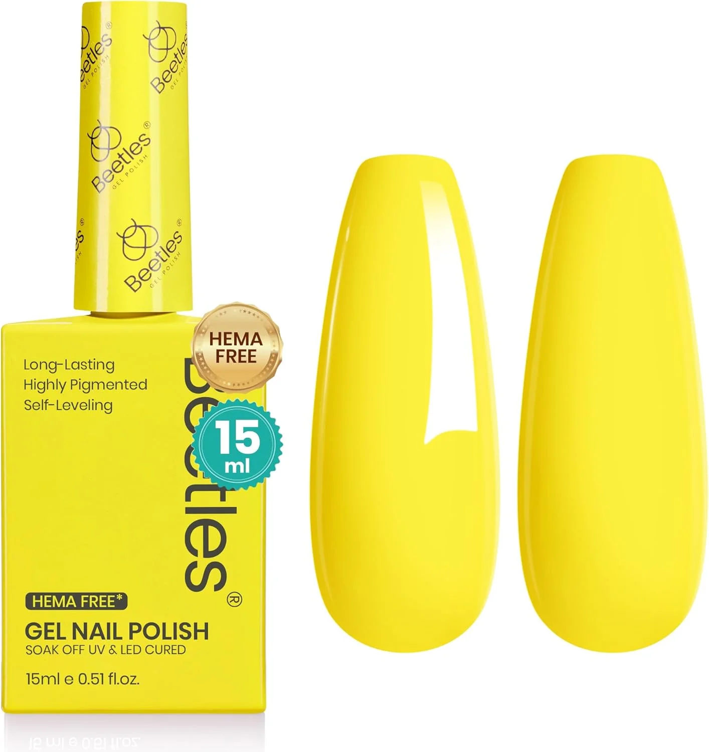 لاک ژل ناخن زرد بیتلز - درخشش تابستانی براق و بدون هما برای ناخن های ضعیف، مناسب مانیکور سالنی و استفاده شخصی، 15 میلی لیتر