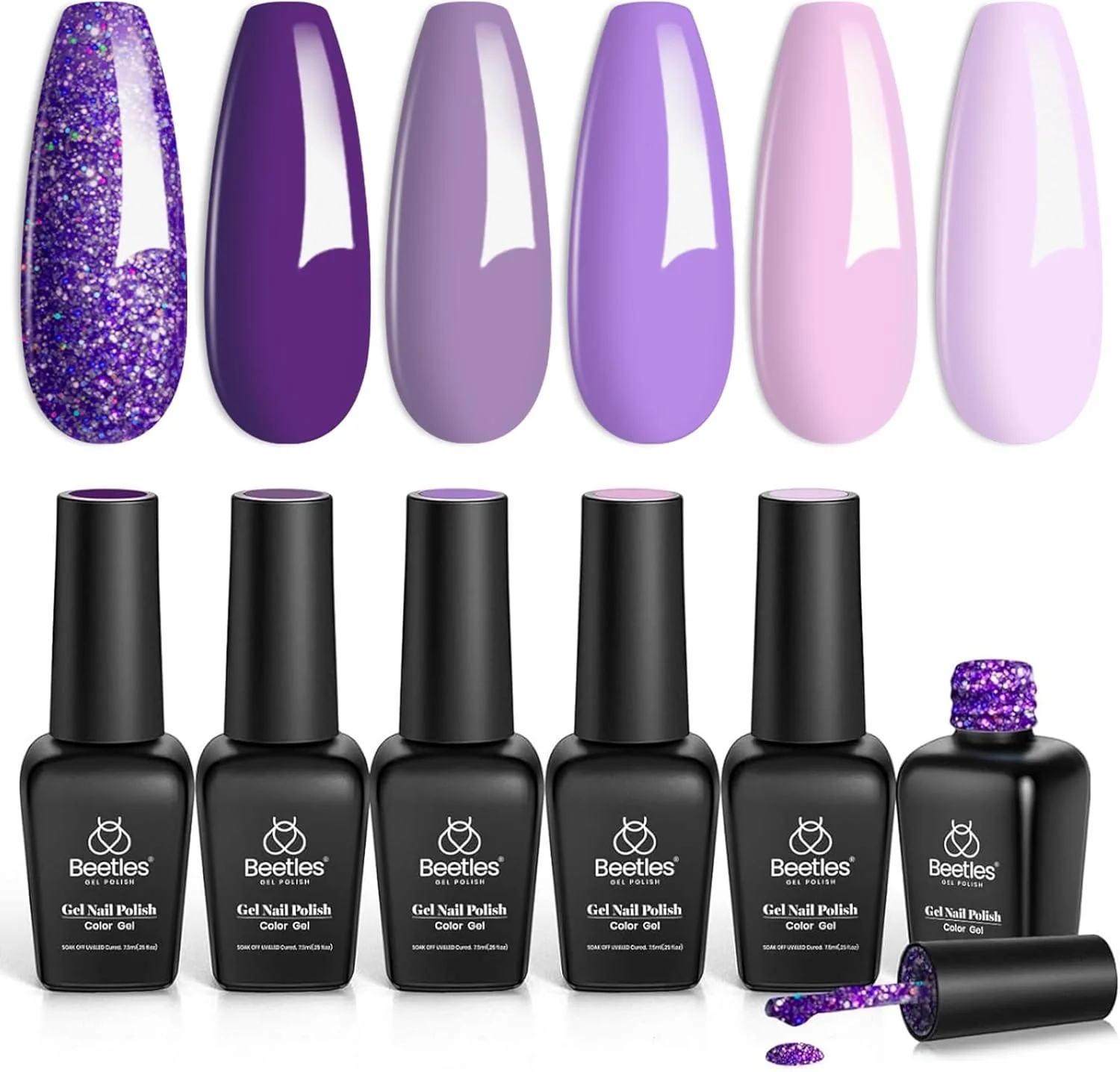 لاک ژل Beetles، انگور بنفش، 6 رنگ، بنفش، اسطوخودوس، یاسی تیره، اکلیلی، صورتی، لاک ناخن ژلی، خیساندن، کیت ناخن ژلی UV LED، سالن DIY، هنر ناخن، مانیکور، سالن، هدیه های خانگی برای زنان