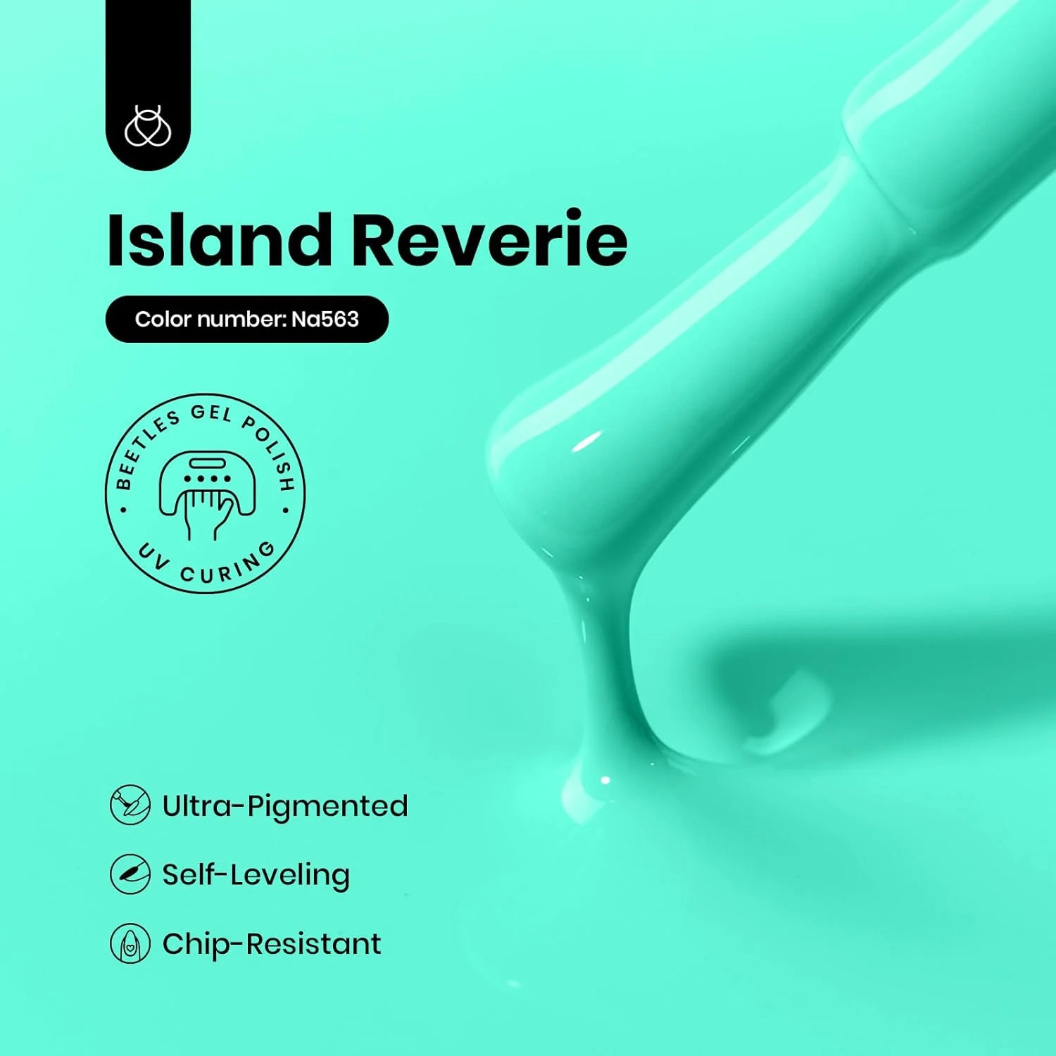 لاک ژل ناخن سبز آبی Beetles - رنگ نعنایی فیروزه ای تابستانی با ماندگاری طولانی، مناسب برای ناخن های ضعیف، 15 میلی لیتر