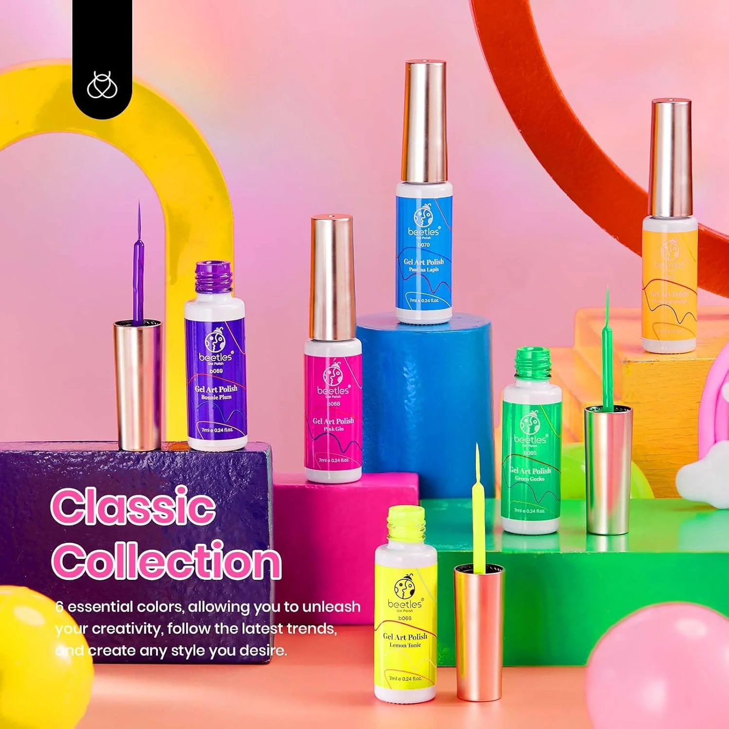 ست لاک ژل طراحی ناخن Beetles، شامل 6 رنگ محبوب نئون نارنجی و صورتی چرک، مناسب طراحی ناخن با برس ظریف سرخود، لاک ژل خیساندنی آبی، زرد و سبز ست لاک ژل طراحی ناخن Beetles، شامل 6 رنگ محبوب نئون نارنجی و صورتی چرک، مناسب طراحی ناخن با برس ظریف سرخود، لاک ژل خیساندنی آبی، زرد و سبز