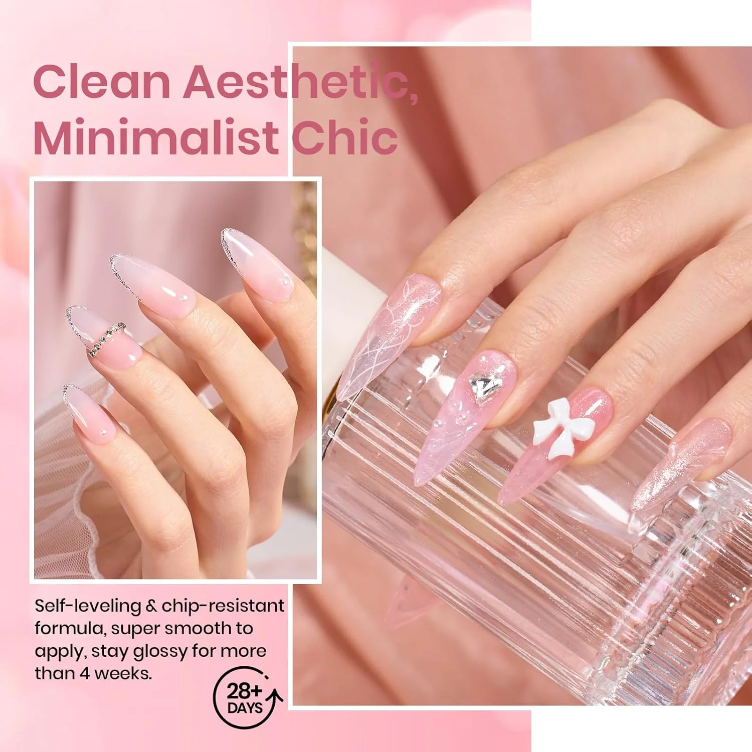 لاک ژل بیتلز، ست لاک ناخن ۸ رنگ، رنگ های خنثی، ژله ای اکلیلی، شفاف، کلاسیک، مناسب مانیکور فرانسوی، هدیه سالن برای خانم ها