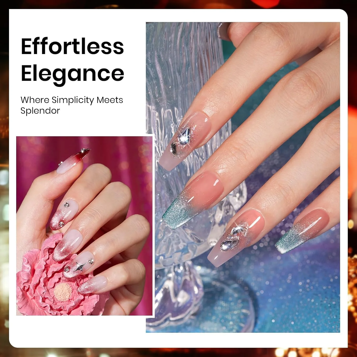 لاک ژل چشم گربه ای بیتلز، ست لاک 6 رنگ مغناطیسی، اکلیلی هولوگرافیک، شرابی، قرمز، آبی، بنفش، جلوه درخشان، مخملی خیره کننده، مناسب سالن و استفاده شخصی