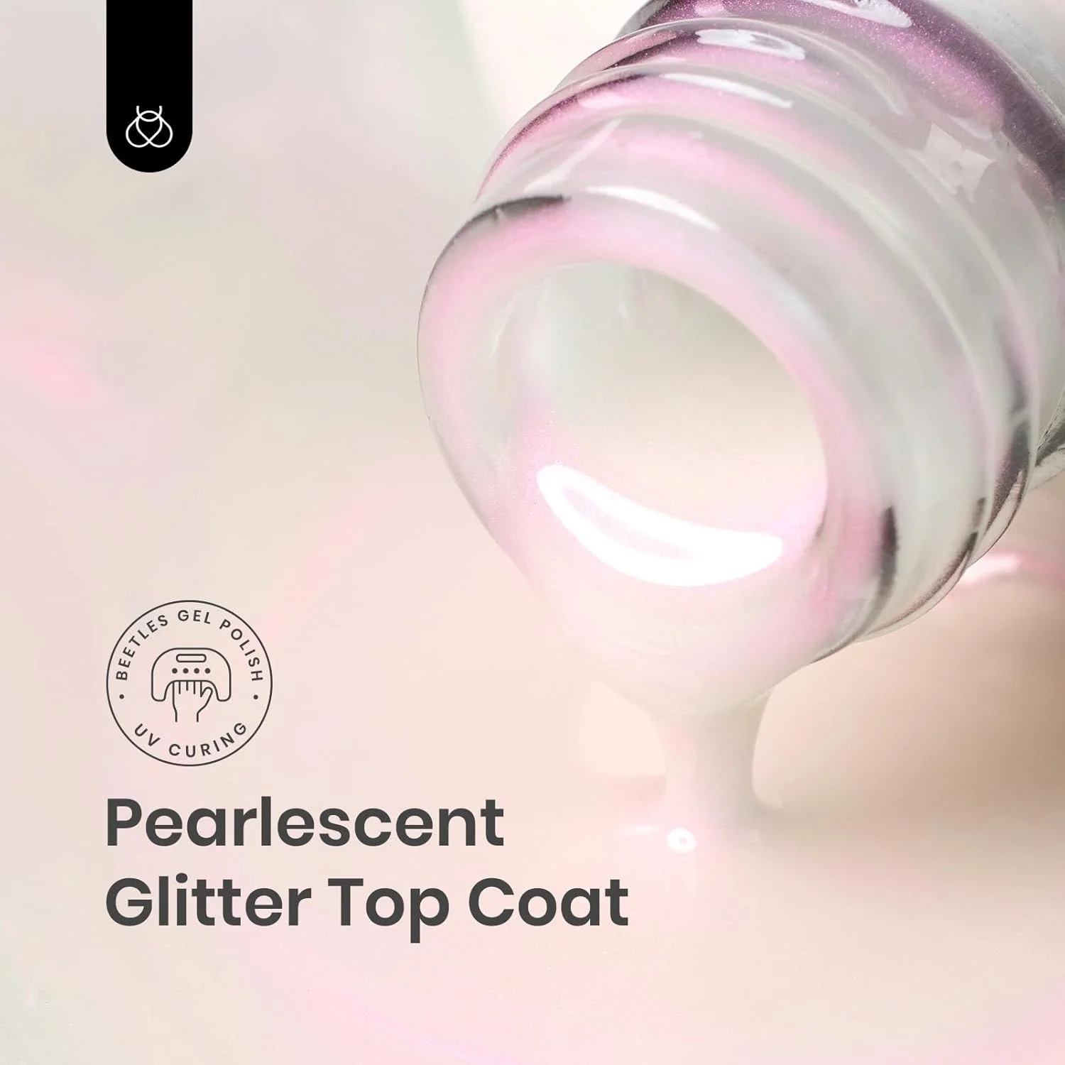 لاک ژل براق بیتلز، روکش نهایی صدفی اکلیلی 15 میلی لیتر، مناسب استفاده DIY با لاک های رنگی با جلوه نخ