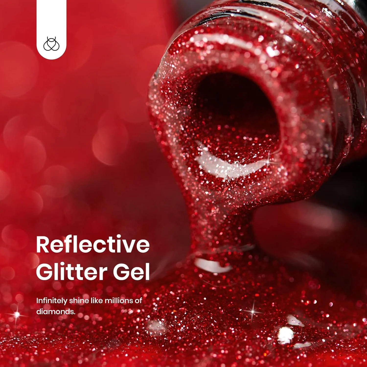 لاک ژل قرمز اکلیلی Beetles - 15ml، لاک ژل قرمز الماسی درخشان برای دختران و بانوان - خیساندنی، شامل لامپ ناخن UV