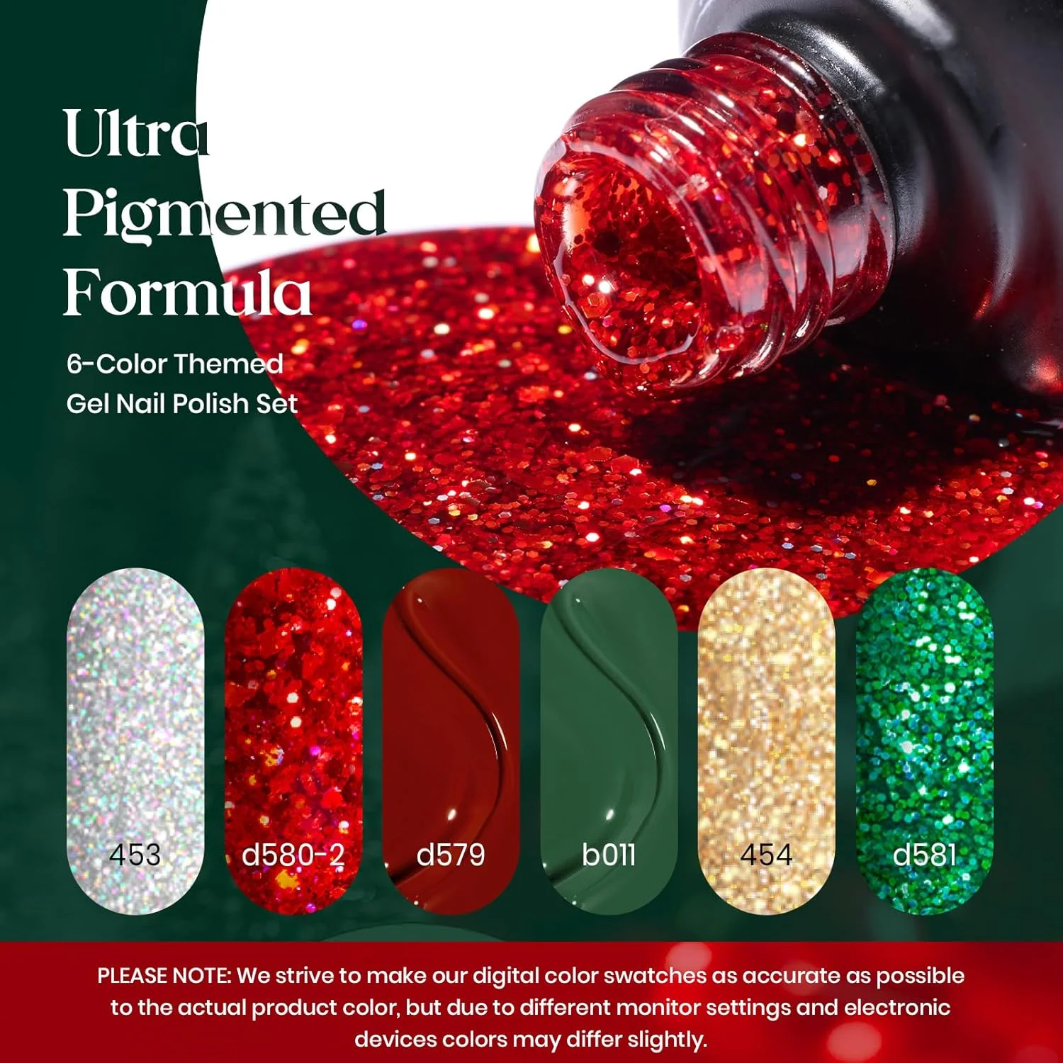 لاک ژل کریسمس بیتلز، لاک ژل قرمز اکلیلی، سبز اکلیلی، طلایی، نقره ای، زمستانی، کیت لاک ژل قرمز تیره، مناسب طراحی ناخن، هدیه برای خانم ها