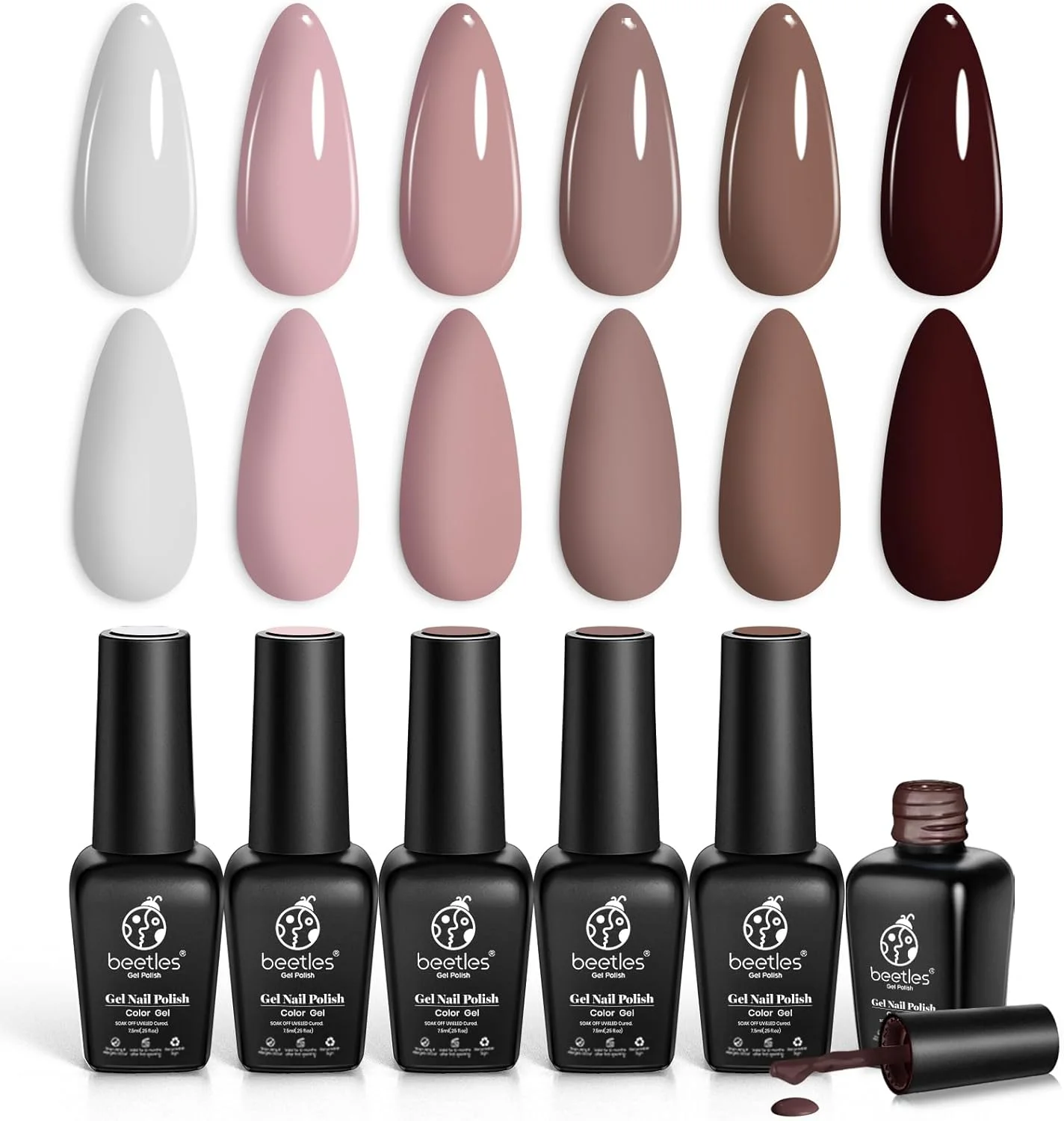 ست لاک ژل ناخن بیتلز، مجموعه کافه قهوه، رنگ های قهوه ای، خنثی، بژ، بنفش مایل به خاکستری، ایده آل برای پاییز و زمستان، ست مانیکور طراحی ناخن، خیساندن با لامپ LED