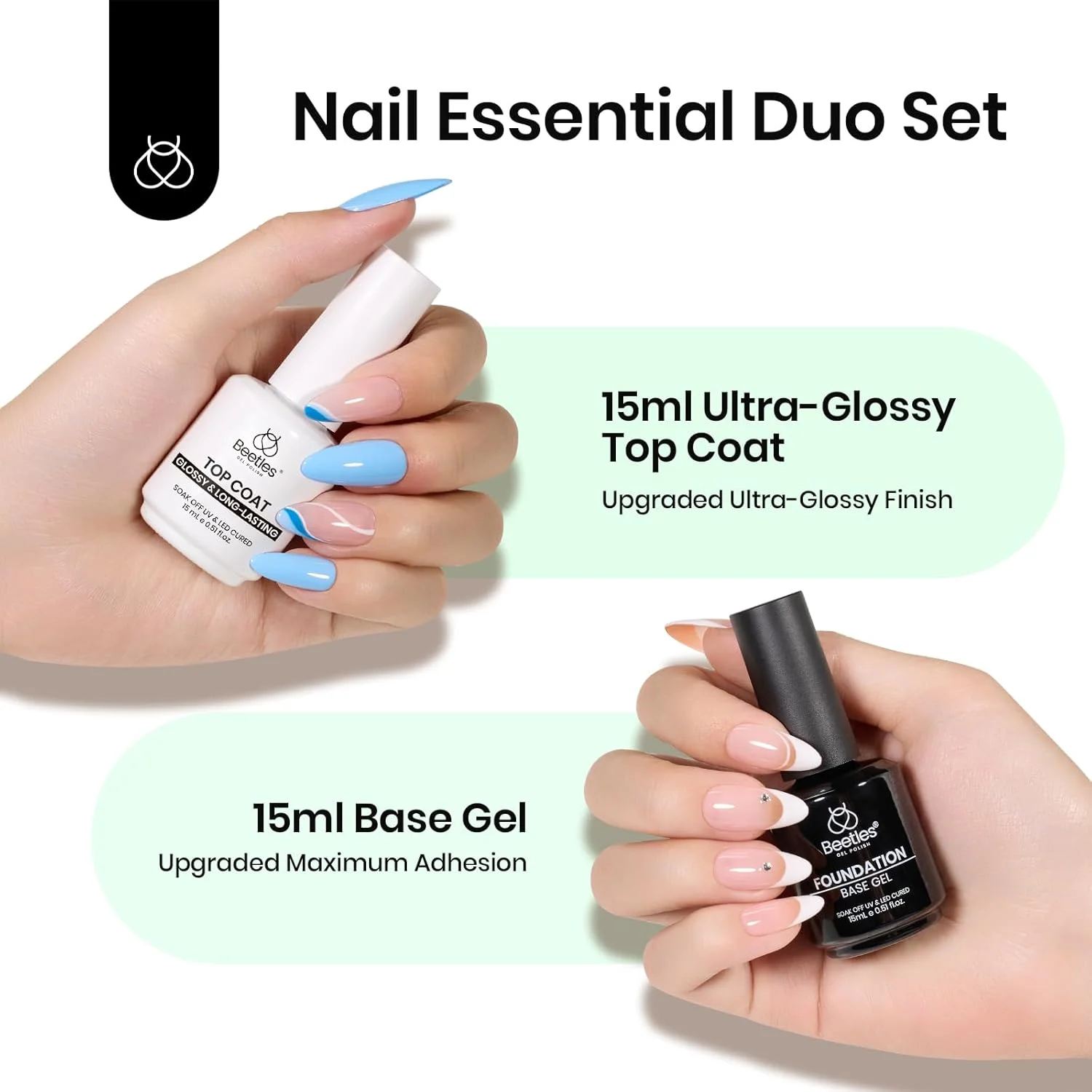 مجموعه لاک ژل بیس و تاپ کت 15 میلی لیتری 2 عددی Beetles - تاپ کت براق کننده فوق العاده بدون نیاز به دستمال برای لاک ژل، نیاز به لامپ UV/LED، لوازم ضروری برای مانیکور بادوام کیت هالووین مجموعه لاک ژل بیس و تاپ کت 15 میلی لیتری 2 عددی Beetles - تاپ کت براق کننده فوق العاده بدون نیاز به دستمال برای لاک ژل، نیاز به لامپ UV/LED، لوازم ضروری برای مانیکور بادوام کیت هالووین