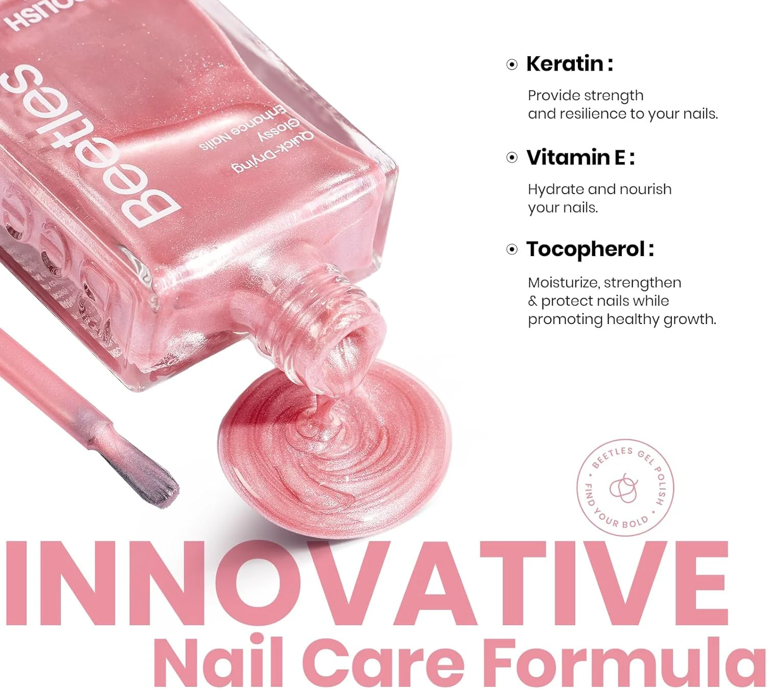 لاک ناخن صورتی Beetles - لاک ناخن خشکشونده سریع 15 میلیلیتری، رنگ صورتی رویایی، لاک ناخن مرواریدی گل رز، جلوه هنری براق برای کیفیت سالن ناخن لاک ناخن صورتی Beetles - لاک ناخن خشکشونده سریع 15 میلیلیتری، رنگ صورتی رویایی، لاک ناخن مرواریدی گل رز، جلوه هنری براق برای کیفیت سالن ناخن