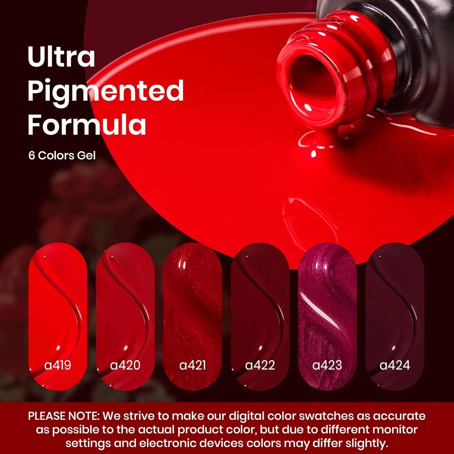 مجموعه لاک ژل قرمز بیتلز - مجموعه 6 رنگ وسواس قرمز، کیت لاک ژل بورگاندی براق محبوب، طراحی ناخن، خیساندن، کیت ناخن ژل LED UV، مینیاتوری، هدیه خانگی DIY برای زنان