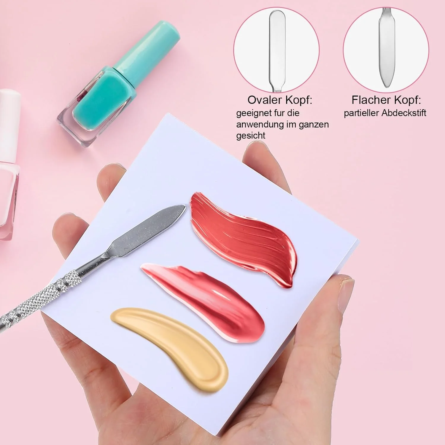 100 برگه کاغذ پالت هنر ناخن یکبار مصرف، کاغذ پالت ترکیب آرایش، 2 سایز پالت هنر ناخن قابل حمل ضد آب با کاردک آرایشی استیل ضد زنگ برای ترکیب ژل ناخن آرایش سالن خانگی