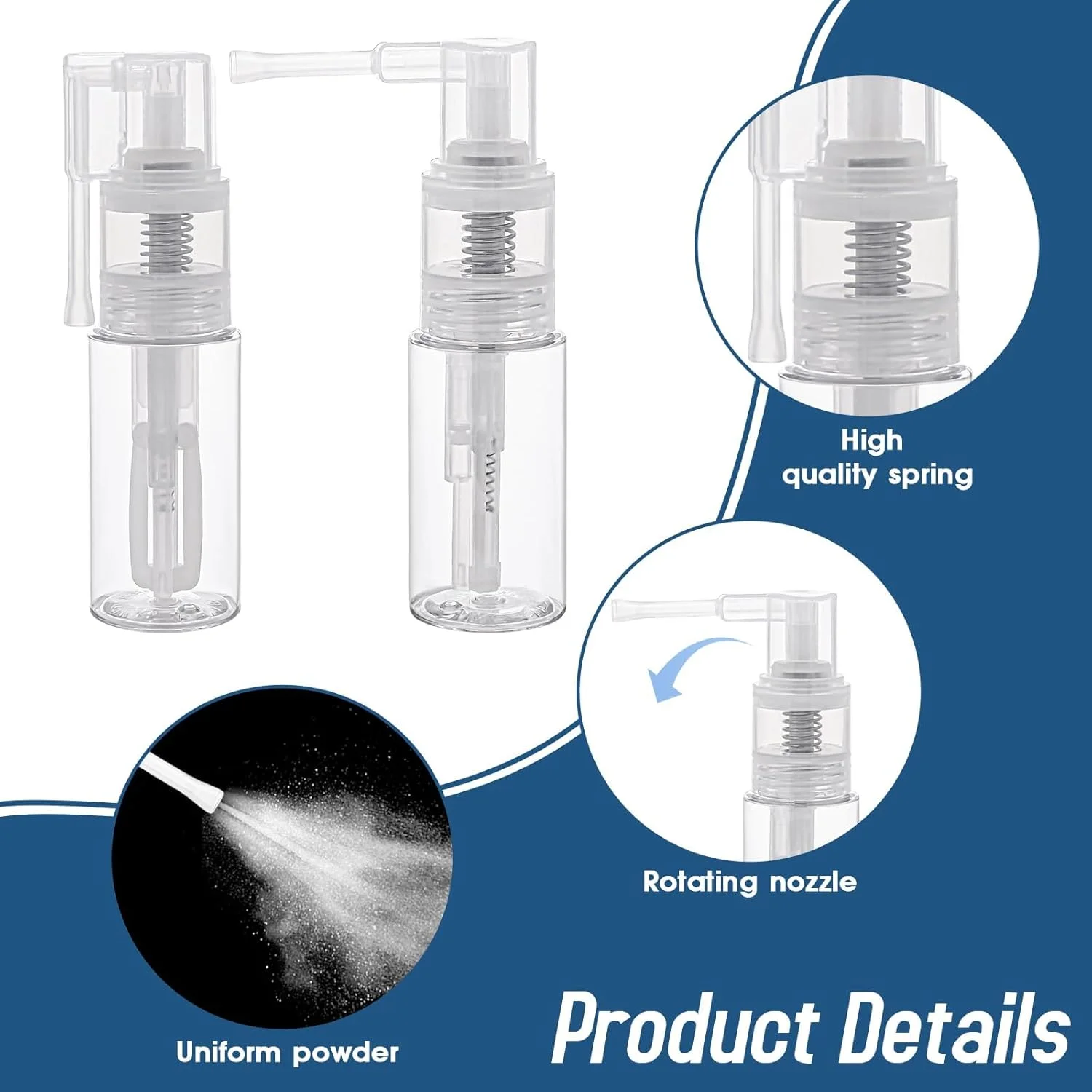 دو عدد بطری اسپری کوچک 25 میلی لیتری قابل پر کردن مجدد برای مسافرت، بطری های خالی قابل حمل با طراحی جداشدنی، ظروف قابل استفاده مجدد و ضد نشت برای صورت، مو، مراقبت از بدن، پاک کننده لاک ناخن
