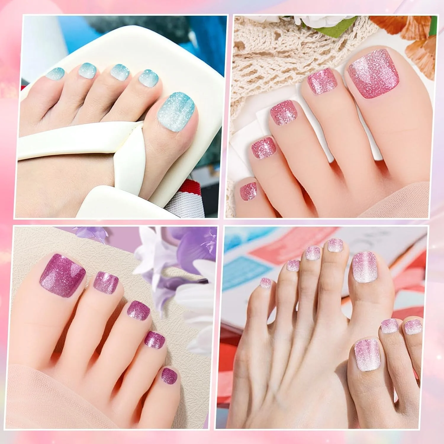 برچسب ناخن پا طرح اکلیلی و رنگ ثابت، پوشش کامل خودچسب، نوارهای لاک ژل بادوام، هنر طراحی ناخن پا برای زنان و دختران - 6 عدد برچسب ناخن پا طرح اکلیلی و رنگ ثابت، پوشش کامل خودچسب، نوارهای لاک ژل بادوام، هنر طراحی ناخن پا برای زنان و دختران - 6 عدد