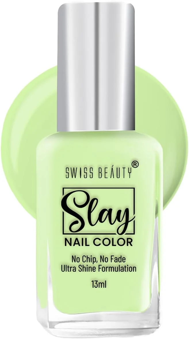 لاک ناخن سوییس بیوتی اسلی | خشک شدن سریع | فرمول ضد تراشه | لاک ناخن با روکش براق | رنگ: گرین کراش، 13 میلی لیتر