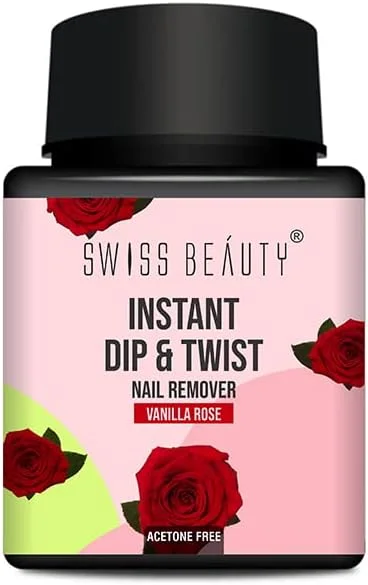 لاک پاک کن فوری سوییس بیوتی مدل DIP & TWIST، رایحه وانیل رز، 80 میلی لیتر