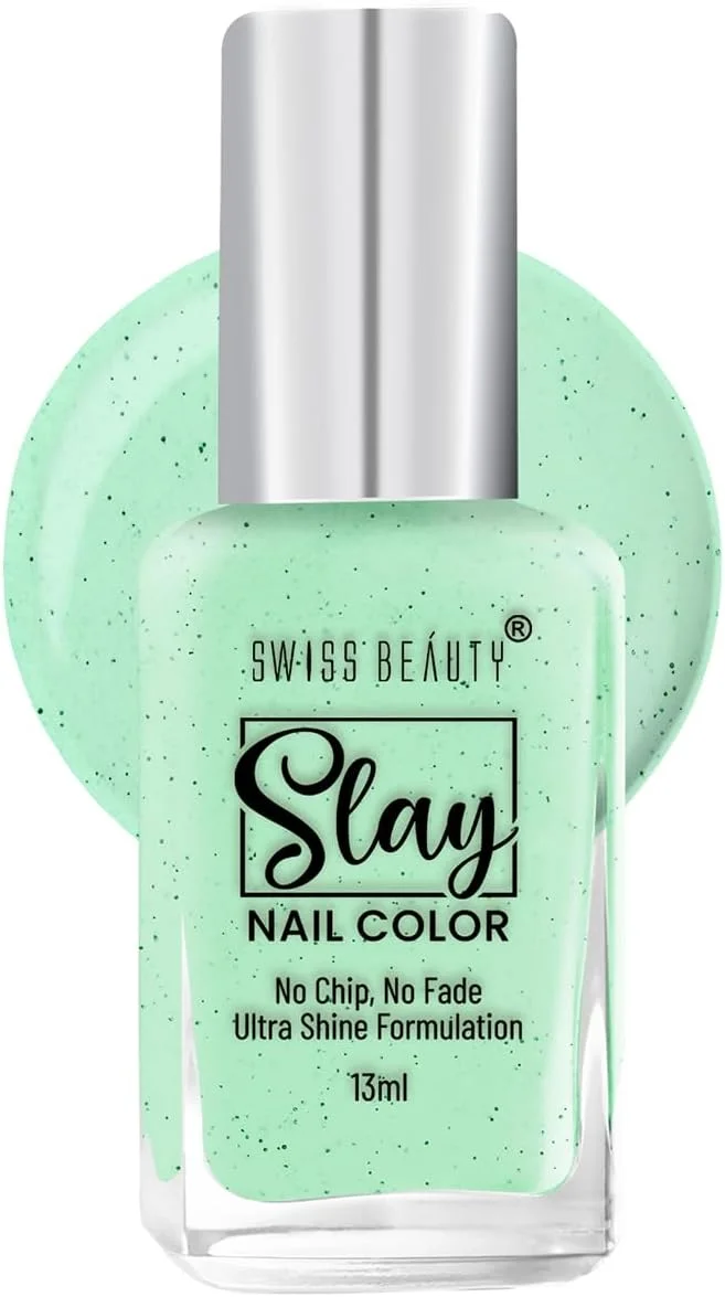 لاک ناخن سوییس بیوتی اسلی | پوشش براق، ماندگاری بالا | مقاوم در برابر لب پر شدن، لاک خشک شونده سریع | رنگ- پسته ای سبز، 25 میلی لیتر
