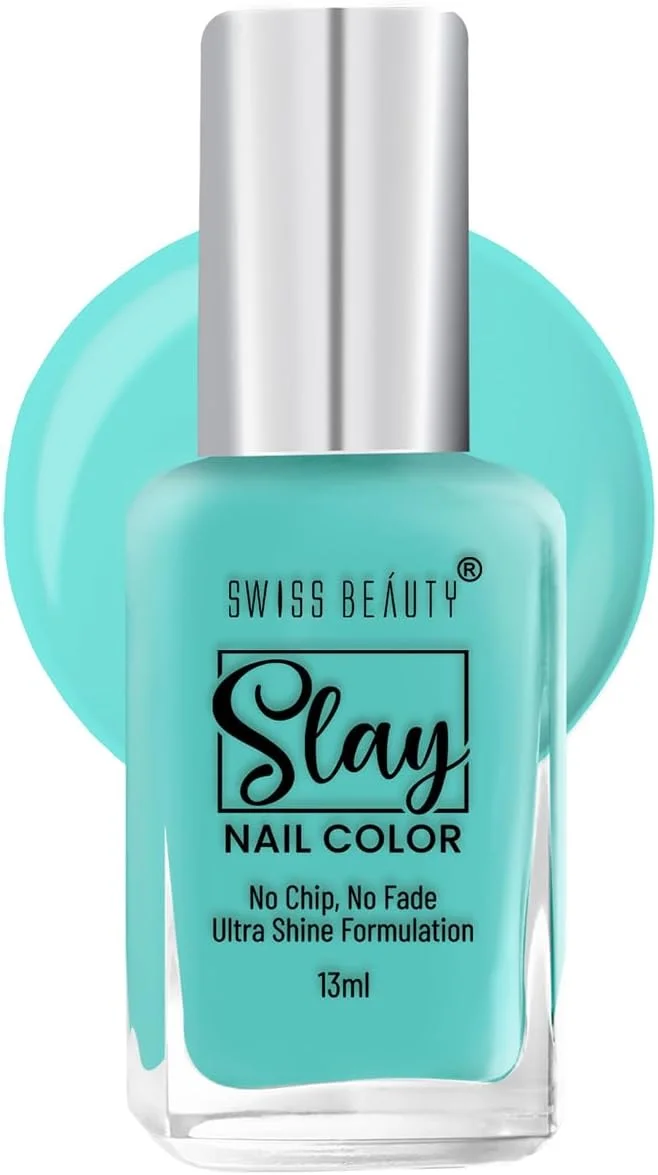 لاک ناخن سوییس بیوتی اسلی | پوشش براق، لاک ناخن بادوام | مقاوم در برابر لب پر شدن، لاک سریع خشک شونده | رنگ - آبی آسمانی، 25 میلی لیتر