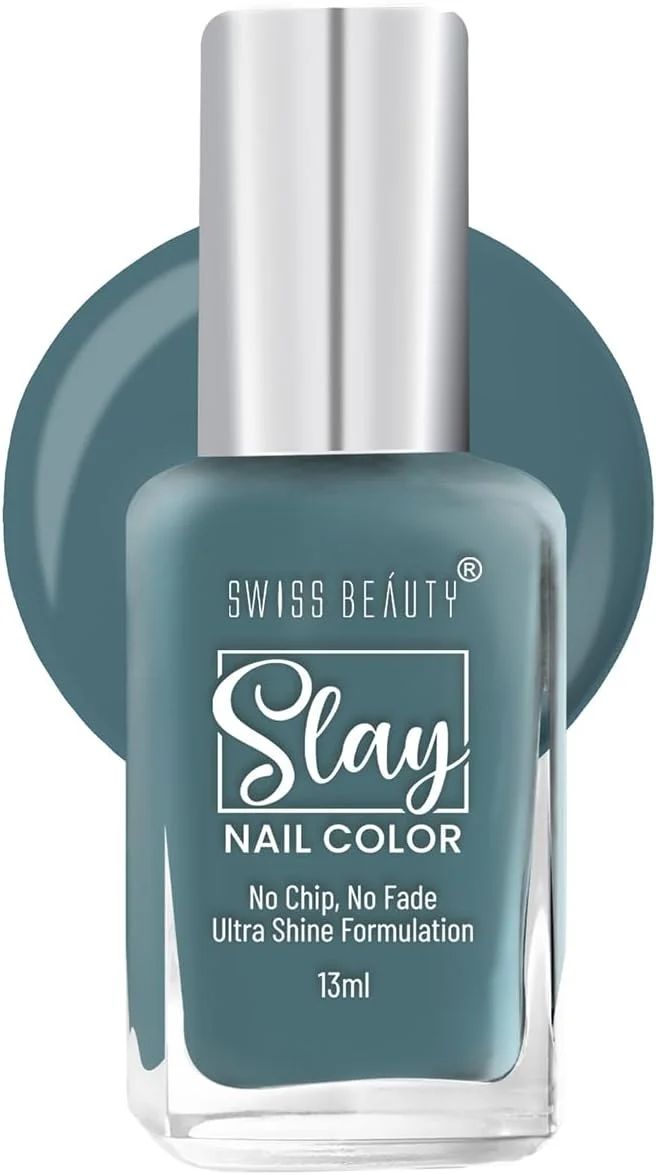 لاک ناخن سوییس بیوتی اسلی | خشک شدن سریع | فرمول ضد تراشه | لاک ناخن با روکش براق | رنگ: آبی-سبز، 13 میلی لیتر