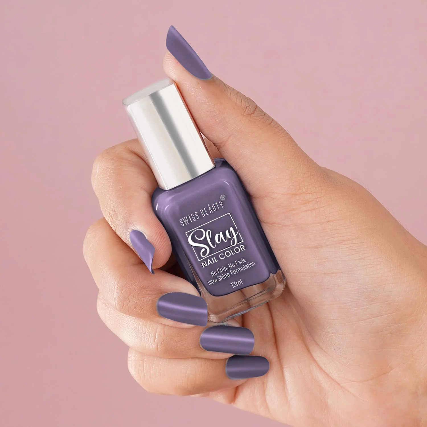 لاک ناخن سوئیس بیوتی اسلی | پوشش براق، لاک بادوام | مقاوم در برابر لب پر شدن، لاک خشک شونده سریع | رنگ- انگور، 25 میلی لیتر