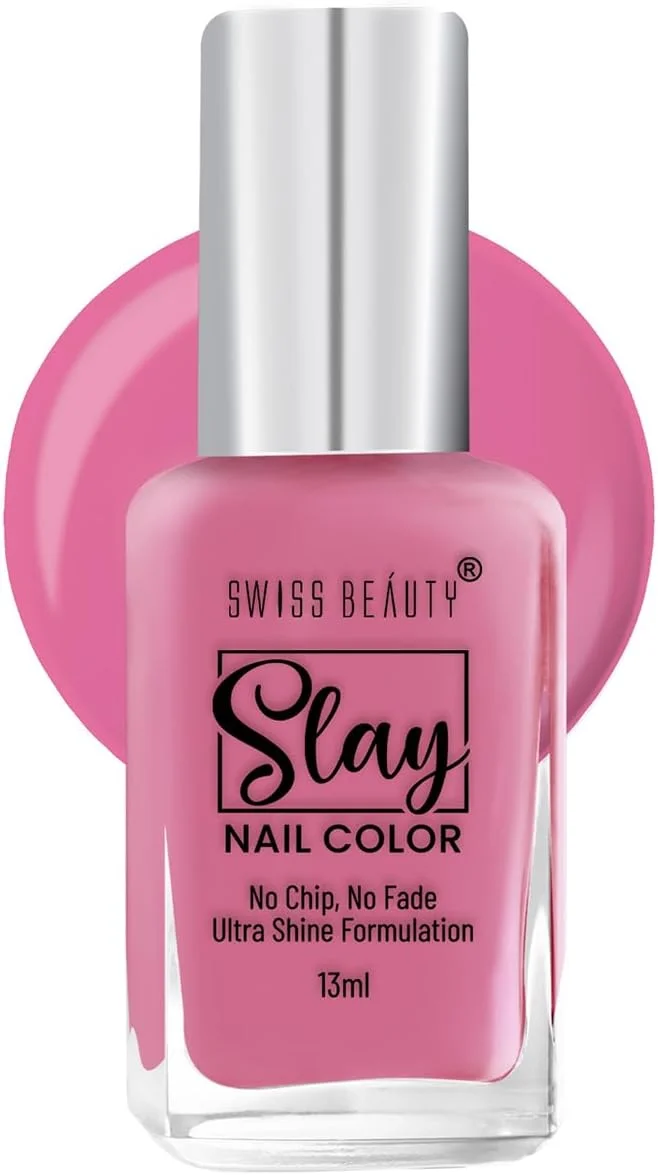 لاک ناخن سوییس بیوتی اسلی | خشک شدن سریع | فرمولاسیون ضد پوسته شدن | لاک ناخن با روکش براق | رنگ - صورتی عالی، 13 میلی لیتر