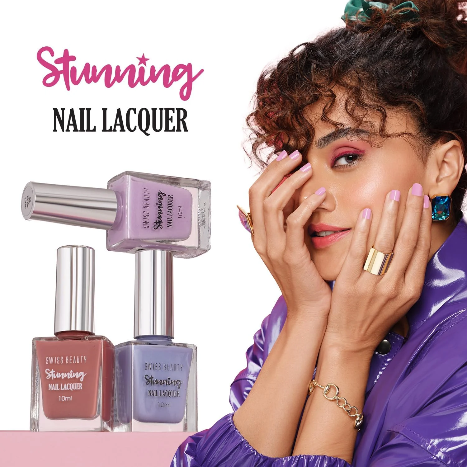 لاک ناخن خیره کننده Swiss Beauty | مقاوم در برابر لب پر شدن، لاک ناخن با خشک شدن سریع | رنگدانه غنی با براقیت بالا | رنگ - Beige Dream، 12 گرم