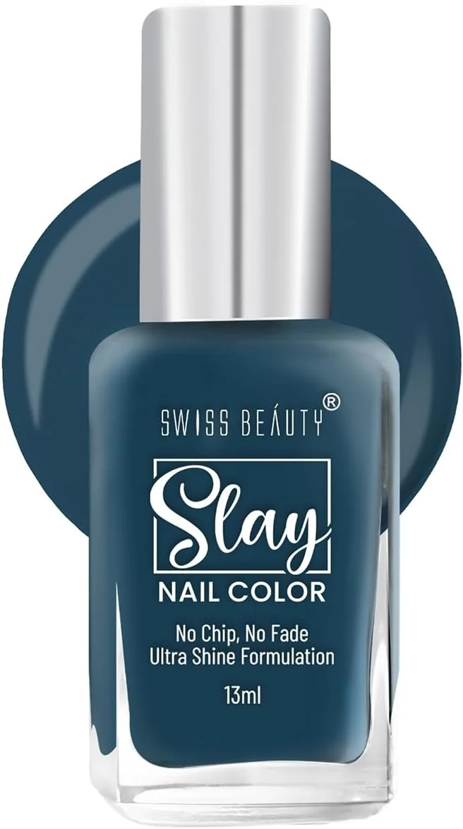 لاک ناخن Swiss Beauty Slay | خشک شدن سریع | فرمول ضد پریدگی | لاک ناخن با پوشش براق | رنگ- London Blu، 13 میلی لیتر