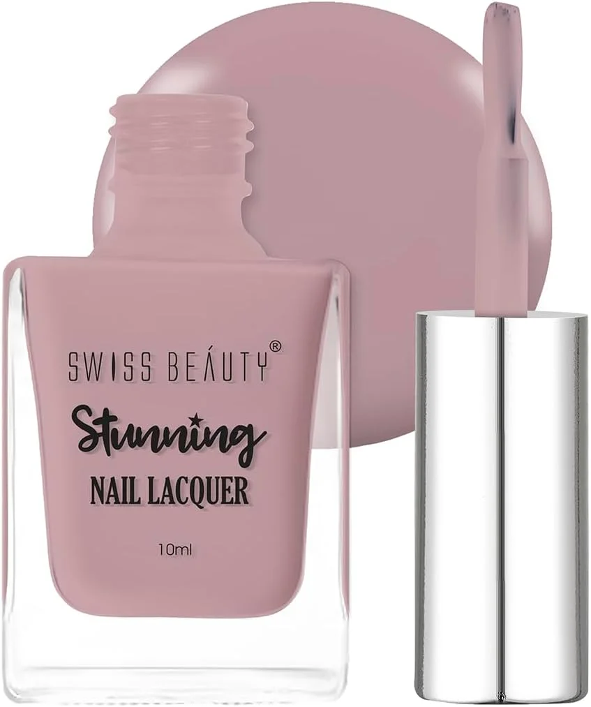 لاک ناخن مات خیره کننده Swiss Beauty | مقاوم در برابر لب پر شدن، لاک سریع خشک شونده | رنگدانه غنی با لاک ناخن براق | رنگ - خرس قهوه ای، 10 میلی لیتر