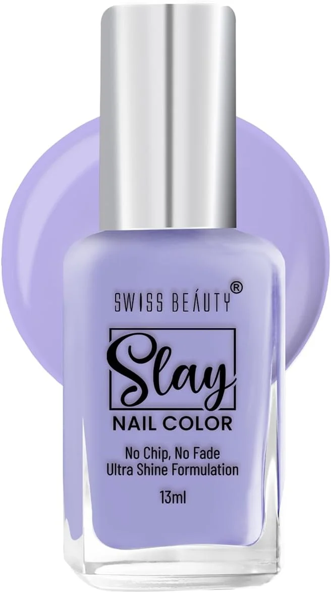 لاک ناخن سوییس بیوتی اسلی | پوشش براق، لاک بادوام | مقاوم در برابر لب پر شدن، لاک خشک شونده سریع | رنگ - لوندر تندر، 25 میلی لیتر