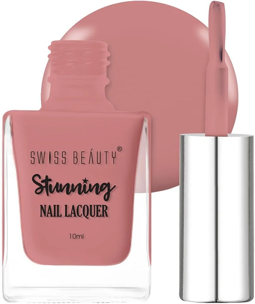 لاک ناخن خیره کننده Swiss Beauty | مقاوم در برابر لب پر شدن، لاک ناخن با خشک شدن سریع | رنگدانه بسیار قوی با لاک ناخن براق | رنگ - Barefoot Mauve، 10 گرم