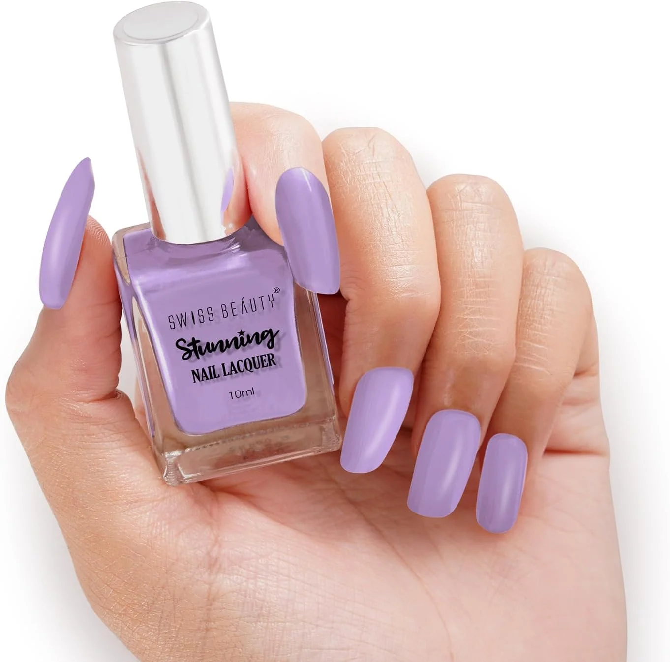 لاک ناخن خیره کننده Swiss Beauty | مقاوم در برابر لب پر شدن، لاک ناخن با خشک شدن سریع | رنگدانه غنی با لاک ناخن براق | رنگ - Royal Lavender، 10 گرم