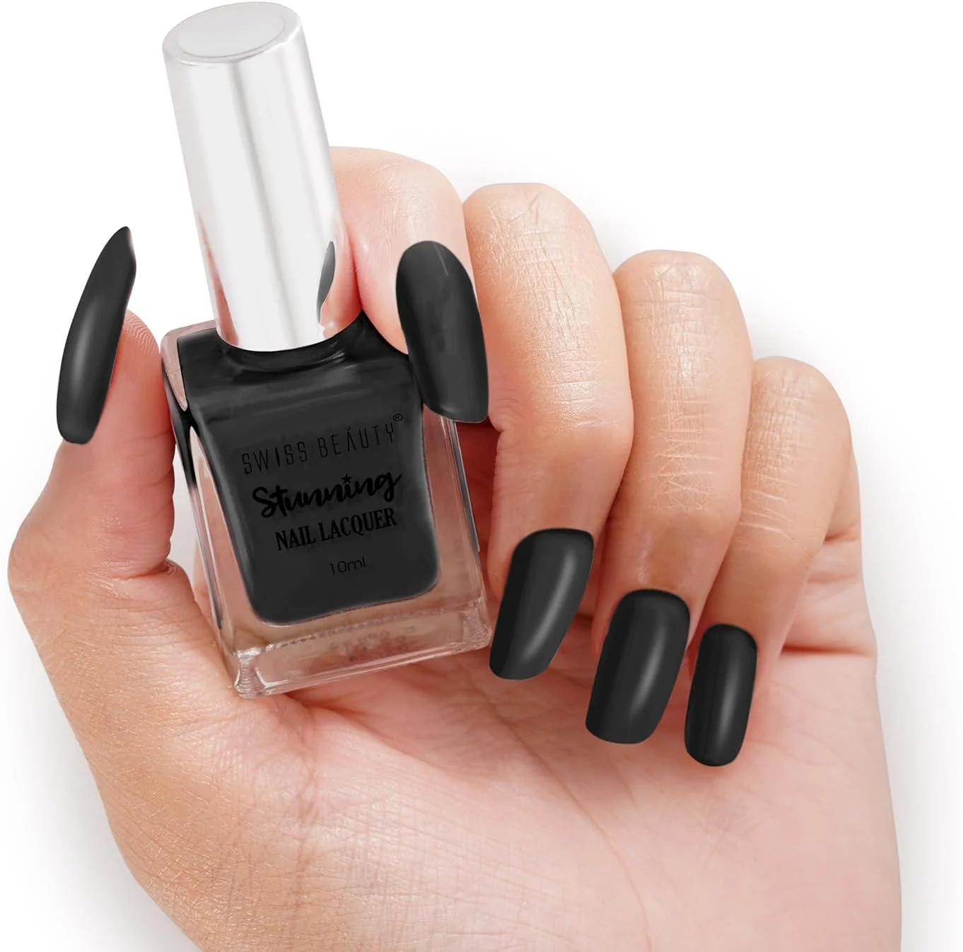 لاک ناخن خیره کننده Swiss Beauty | مقاوم در برابر لب پر شدن، لاک ناخن با خشک شدن سریع | رنگدانه غنی با براقیت بالا | رنگ - نیمه شب، 12 گرم
