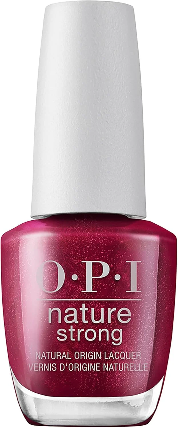 لاک ناخن او پی آی Nature Strong، ماندگاری 7 روزه، درخشش بالا، وگان با مواد طبیعی، رنگ Raisin Your Voice، قرمز براق، 15 میلی لیتر