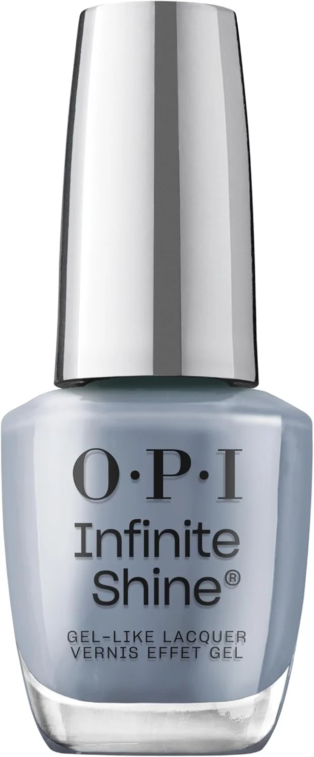 لاک ناخن OPI Infinite Shine، لاک بادوام، لاک ناخن ژل مانند با ماندگاری تا 11 روز و درخشش بالا، فرمول وگان، پاک کردن آسان، مقاوم در برابر خراش، Pure Jean-ius، آبی-خاکستری، 15 میلی لیتر