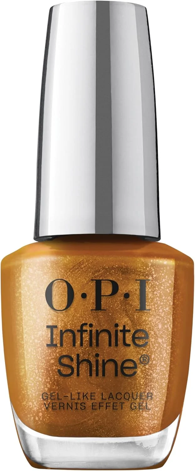 لاک ناخن OPI Infinite Shine، لاک بادوام، لاک ناخن ژل مانند با ماندگاری تا 11 روز و درخشش بالا، فرمول وگان، پاک شوندگی آسان، مقاوم در برابر خراش | Stunstoppable، طلایی متالیک، 15 میلی لیتر