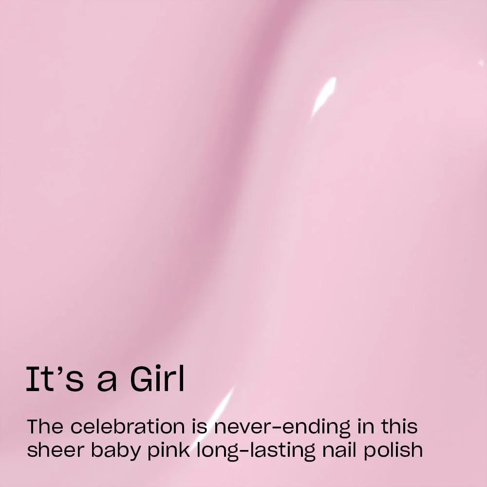 لاک ناخن OPI Infinite Shine، لاک بادوام، لاک ناخن ژل مانند با ماندگاری تا 11 روز و درخشش بالا، فرمول گیاهی، پاک کردن آسان، مقاوم در برابر خراش، It's a Girl!، صورتی، 15 میلی لیتر