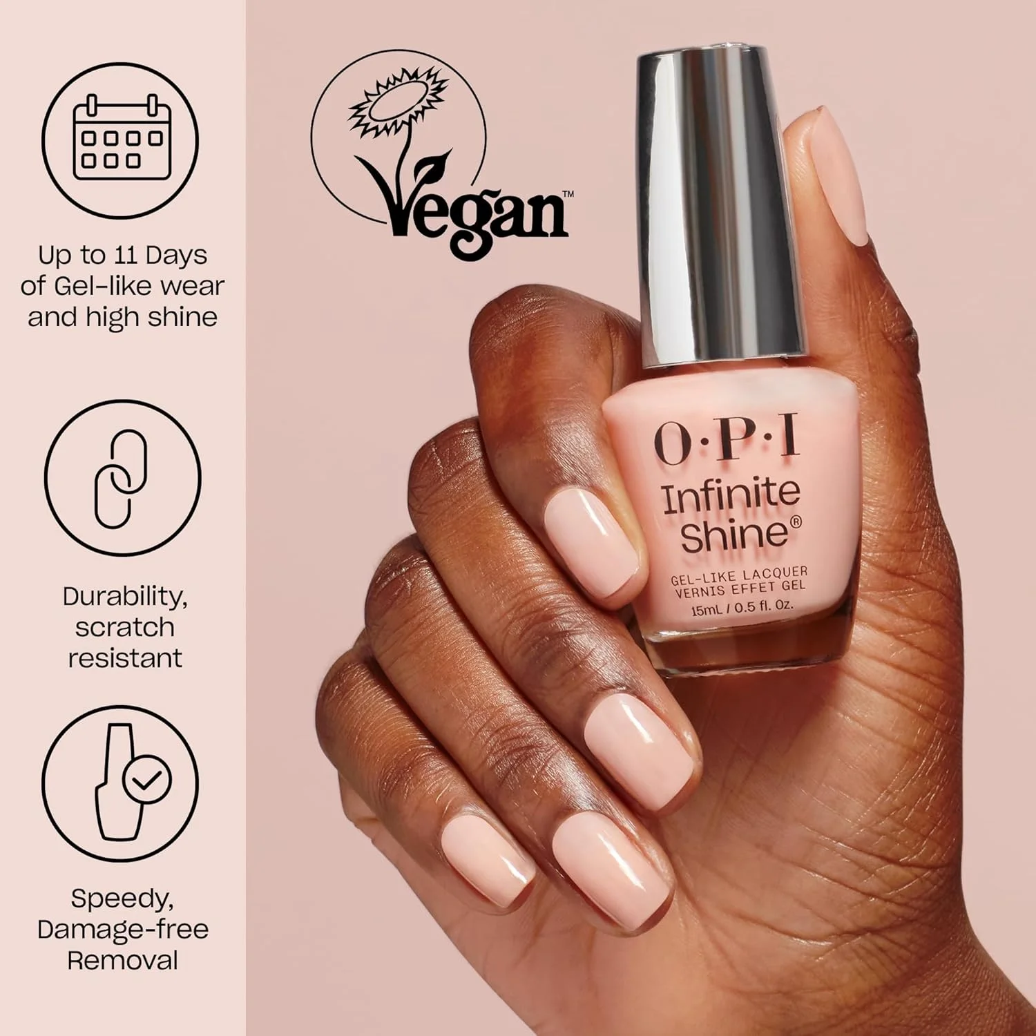 لاک ناخن OPI Infinite Shine، لاک بادوام، لاک ناخن ژل مانند با ماندگاری تا 11 روز و درخشش بالا، فرمول وگان، پاک شوندگی آسان، مقاوم در برابر خراش، Alpine Snow، سفید، 15 میلی لیتر لاک ناخن OPI Infinite Shine، لاک بادوام، لاک ناخن ژل مانند با ماندگاری تا 11 روز و درخشش بالا، فرمول وگان، پاک شوندگی آسان، مقاوم در برابر خراش، Alpine Snow، سفید، 15 میلی لیتر