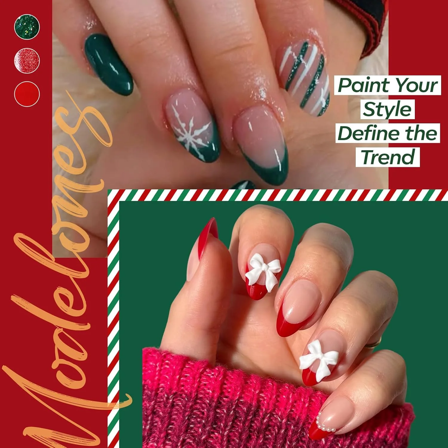 ست ناخن ژلی مدلونز، 15 سایز تیپ ناخن ژلی از پیش قالب‌گیری شده، فرم بادامی کوتاه، چسب 9 در 1، دهیدراتور و کیت اکستنشن لامپ ال ای دی قابل حمل، 510 عدد از پیش آماده