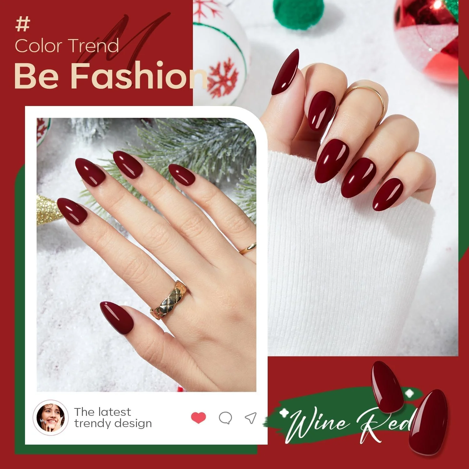 ناخن مصنوعی بادامی مدلونز، قرمز شرابی، ناخن های مصنوعی کوتاه بادامی، کیت 32 عددی ناخن قابل استفاده مجدد با چسب ناخن، برچسب های چسبی، سوهان ناخن کوچک، 16 سایز