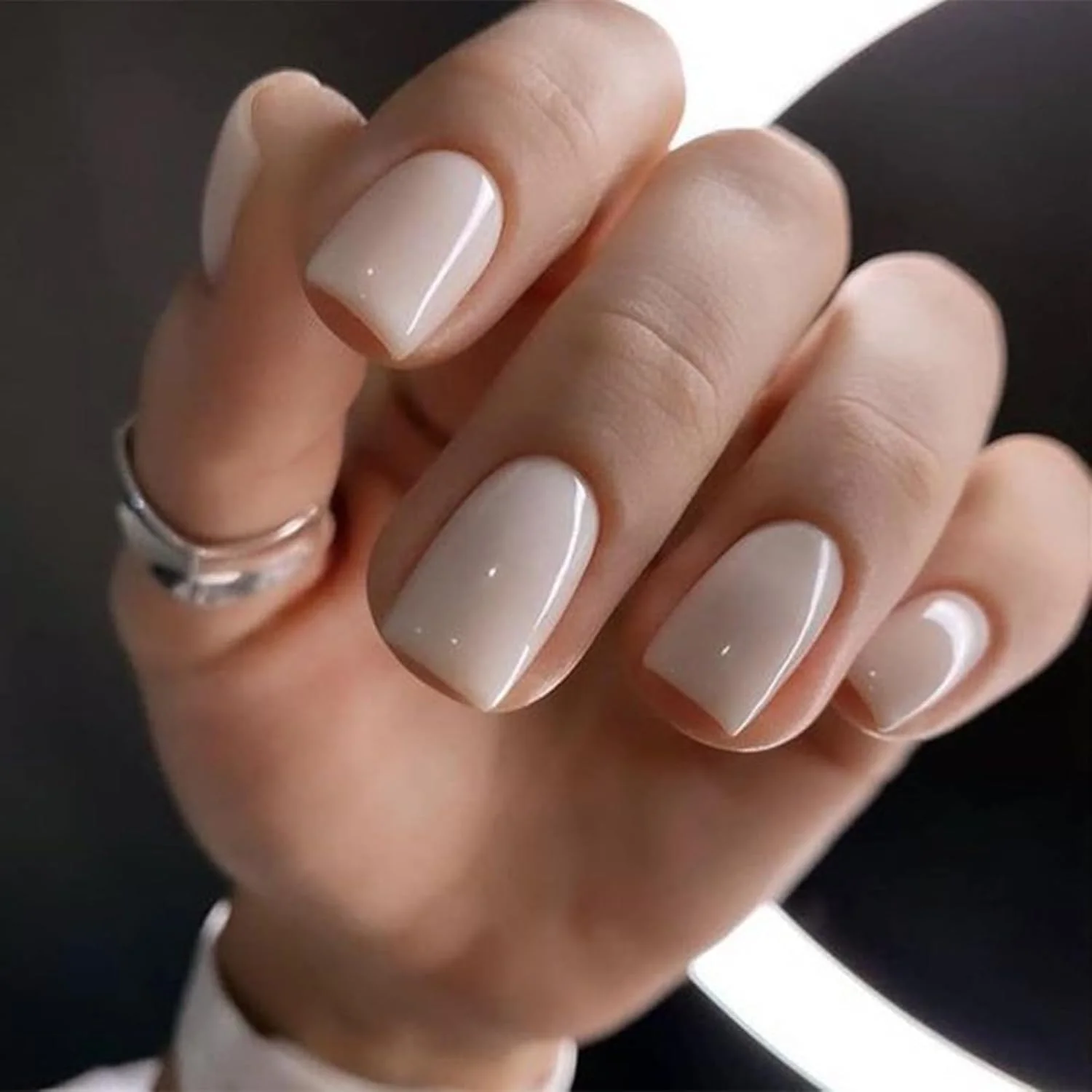 ناخن مصنوعی فشاری سفید مدلونز - ناخن های مصنوعی مربعی کوتاه با چسب و برچسب، کیت قابل استفاده مجدد در 16 سایز