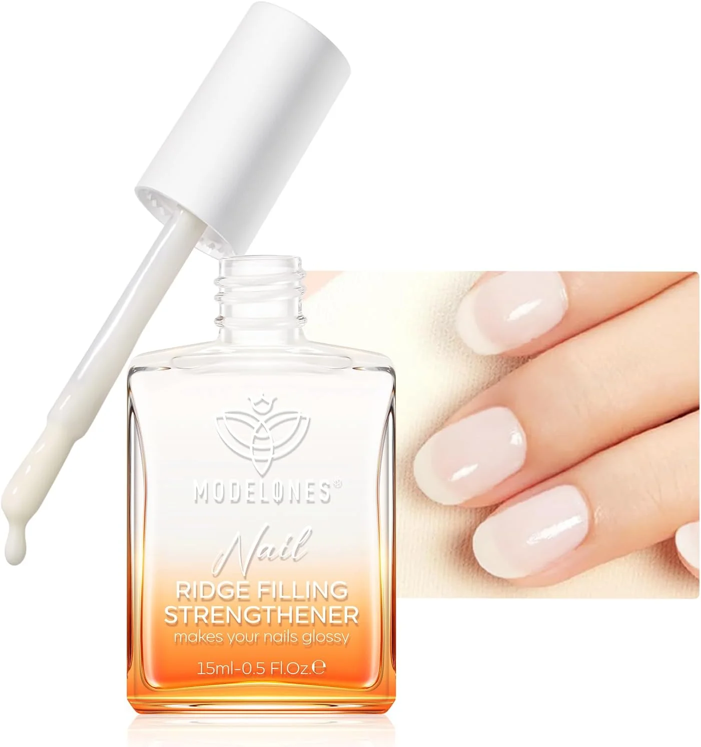 لاک تقویت کننده ناخن مدلونز، لاک سفید شیری برای ترمیم ناخن های آسیب دیده، رشد و تقویت کننده ناخن، پرکننده خطوط ناخن، 15 میلی لیتر