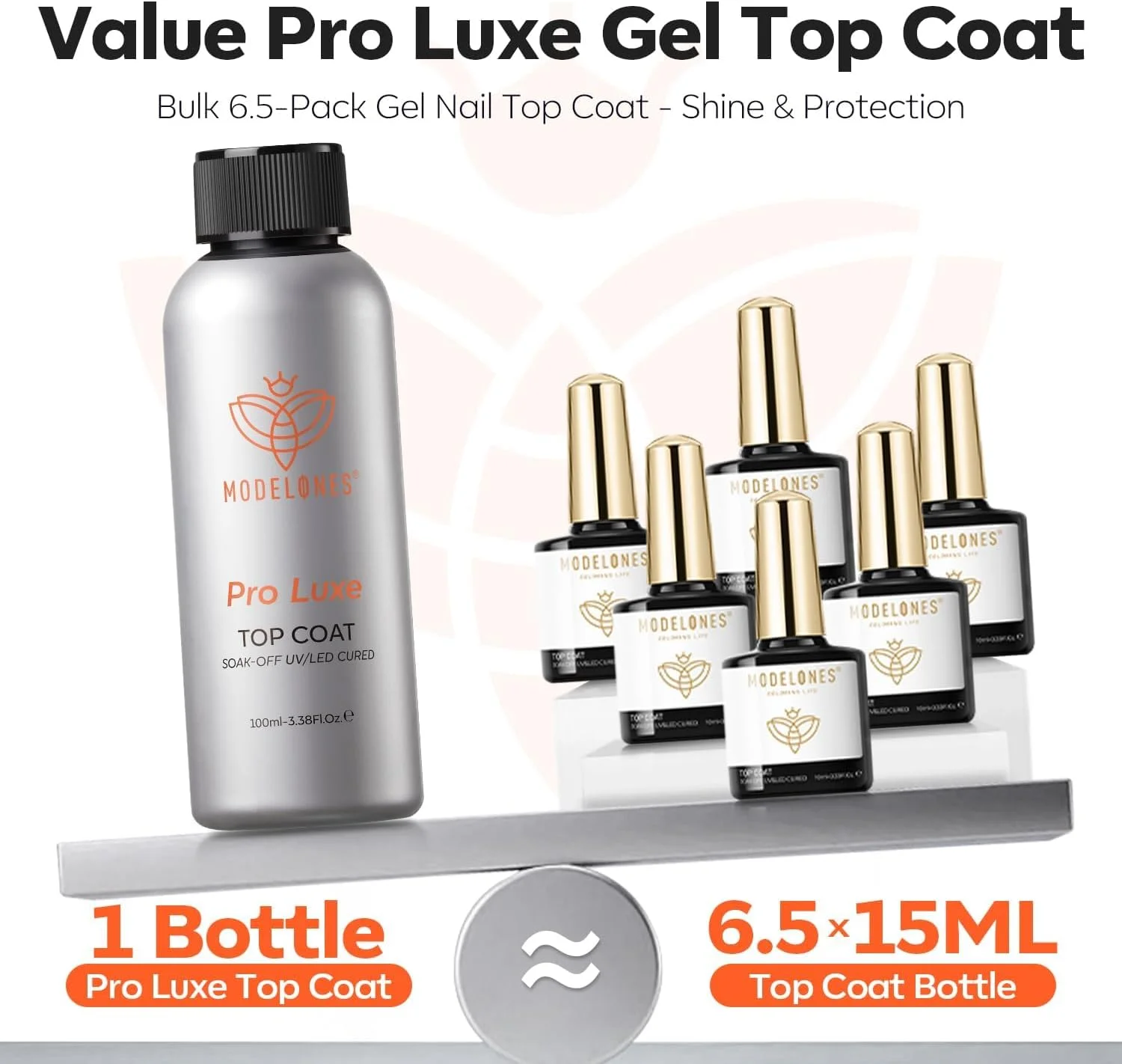 لاک تقویت کننده ناخن مدلونز، لاک سفید شیری برای ترمیم ناخن های آسیب دیده، رشد و تقویت کننده ناخن، پرکننده خطوط ناخن، 15 میلی لیتر