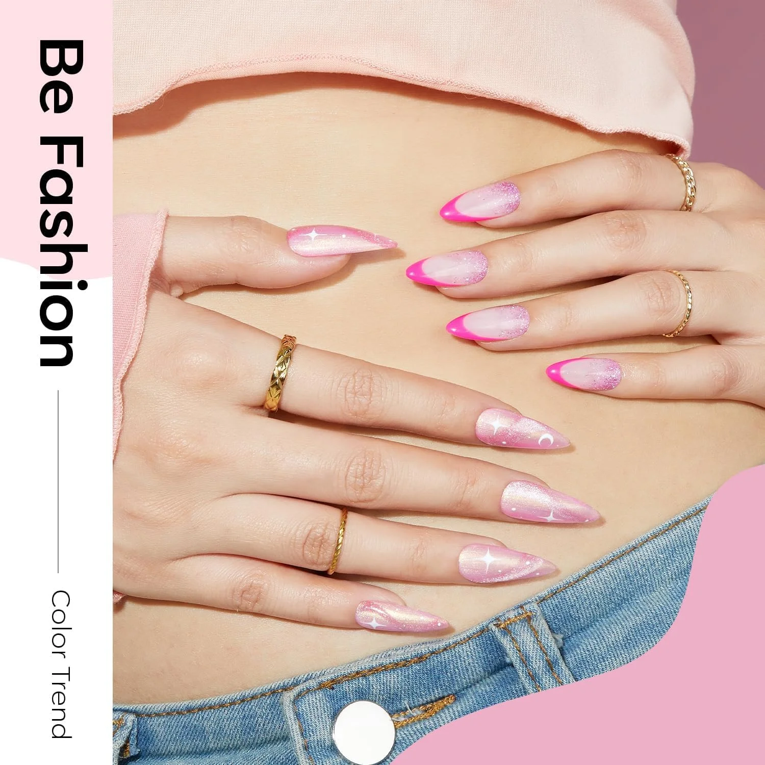 ست لاک ژل اکلیلی صورتی مدلونز، 6 رنگ تونالیته های صورتی داغ تابستانی، سایه های صورتی درخشان، لاک ژل چشم گربه ای براق برای زنان و دختران، هدیه ای برای دوستداران ناخن، کیت لاک ژل هنری ناخن DIY سالن