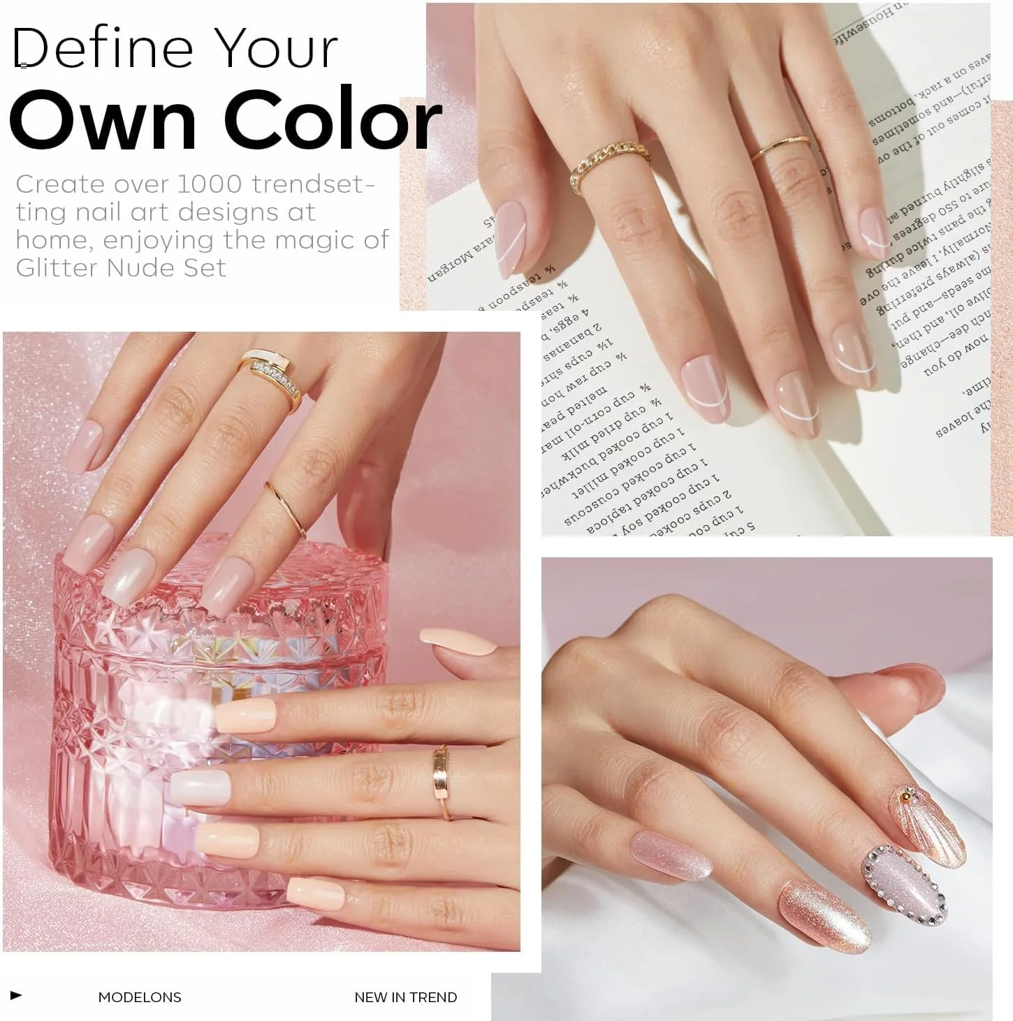 ست لاک ژل مدلونز، 6 رنگ لاک ژل خنثی و برهنه، رنگ پوست، صورتی پشمیر، لاک ناخن اکلیلی، مجموعه حمام حباب، کیت استارتر، مناسب استفاده در تمام فصول، مانیکور، هدیه سالن DIY