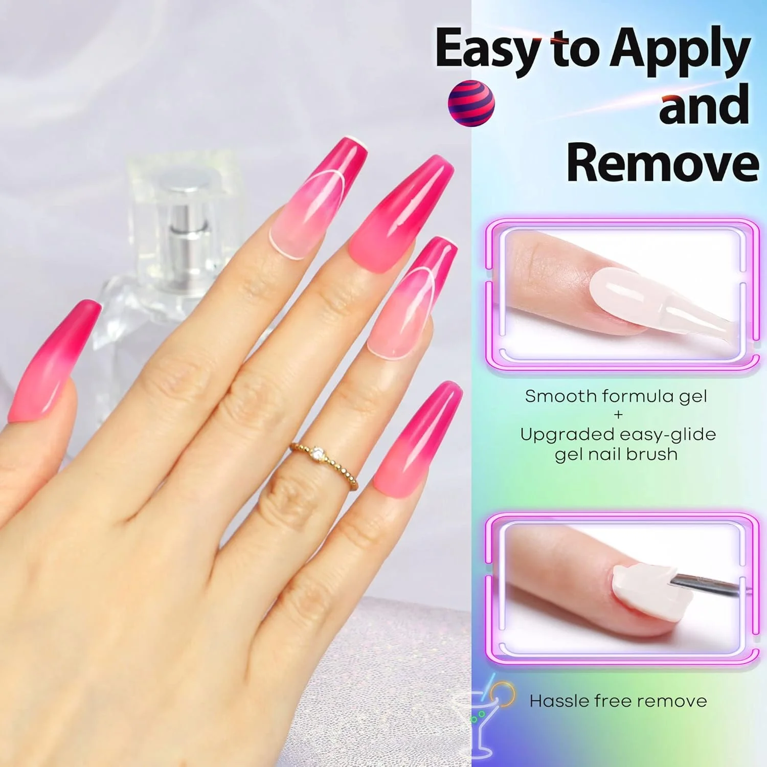 ست لاک ژل حرارتی تغییر رنگ مدلونز، 6 رنگ، صورتی براق، تغییر رنگ با دما، آبی، سبز، نارنجی، طراحی ناخن، مناسب مانیکور و هدیه