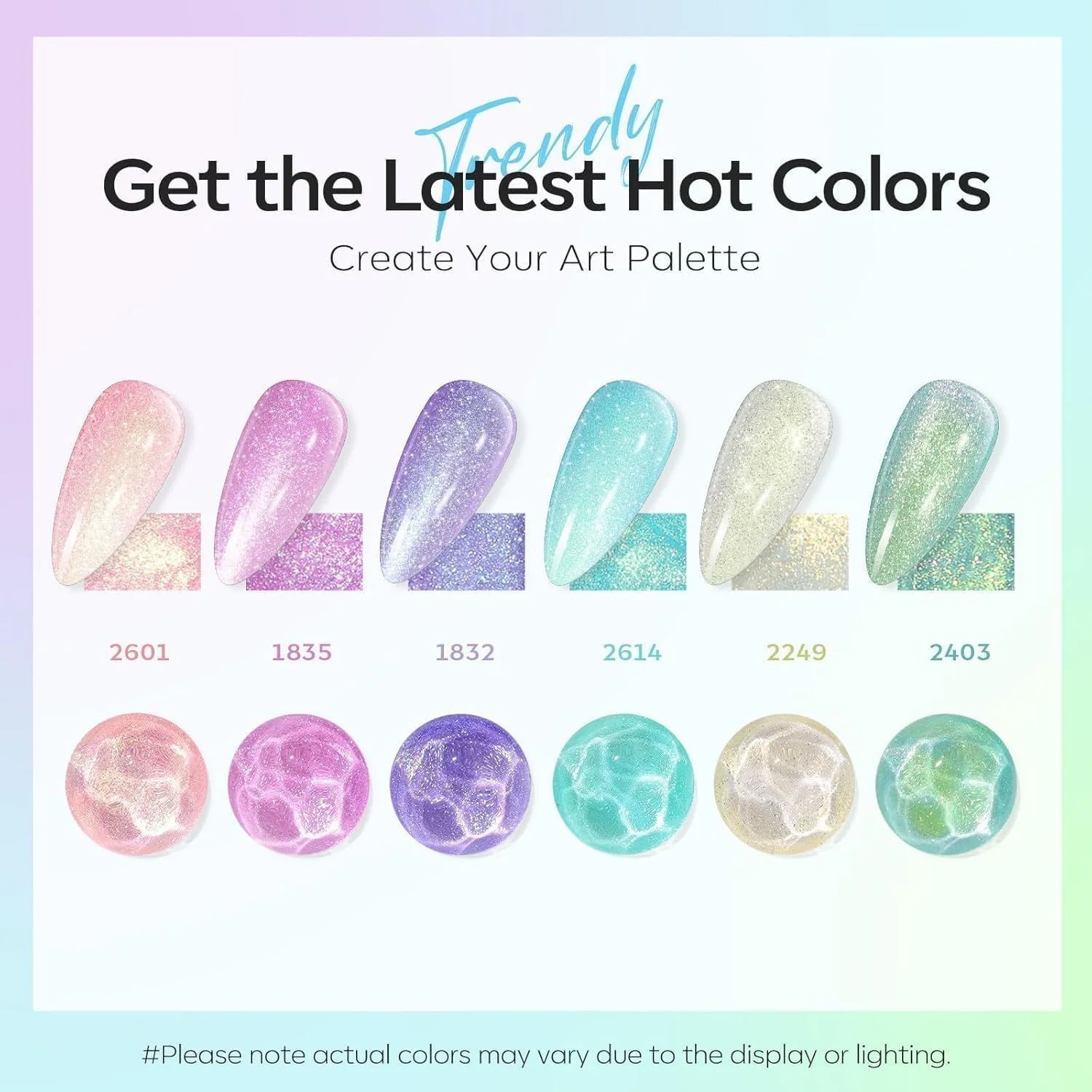 ست لاک ژل اکلیلی مدلونز، 6 رنگ پاستیلی بهاری، سفید صدفی، صورتی، آبی آسمانی، بنفش، کهکشانی، درخشان، مرواریدی، مناسب طراحی ناخن و هدیه