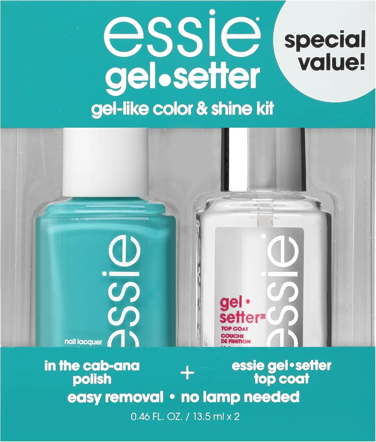 ست رنگ و درخشش نهایی Essie Gel Setter، رنگ In The Cab-Ana