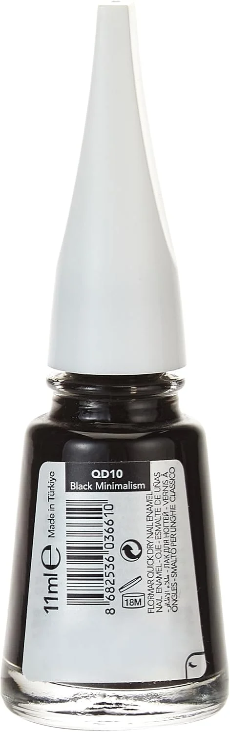لاک ناخن خشک‌شونده سریع فلورمار مدل QNE-10 مشکی مینیمالیسم