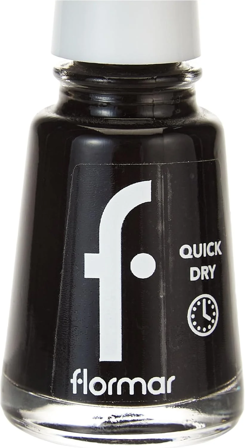 لاک ناخن خشک‌شونده سریع فلورمار مدل QNE-10 مشکی مینیمالیسم