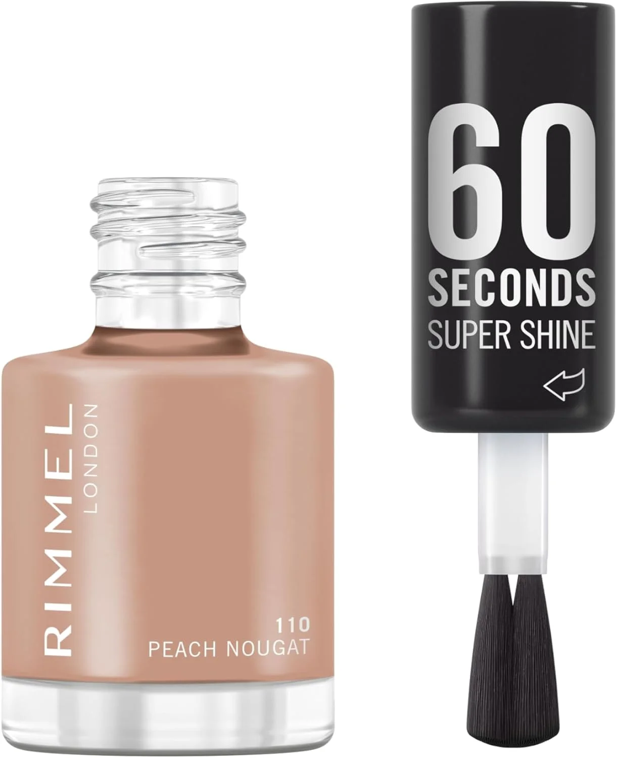 لاک ناخن سوپر شاین 60 ثانیه ای ریمل، 110 نوگای هلویی، لاک ناخن خشک شونده سریع، رنگ زنده، ماندگاری طولانی، 8 میلی لیتر